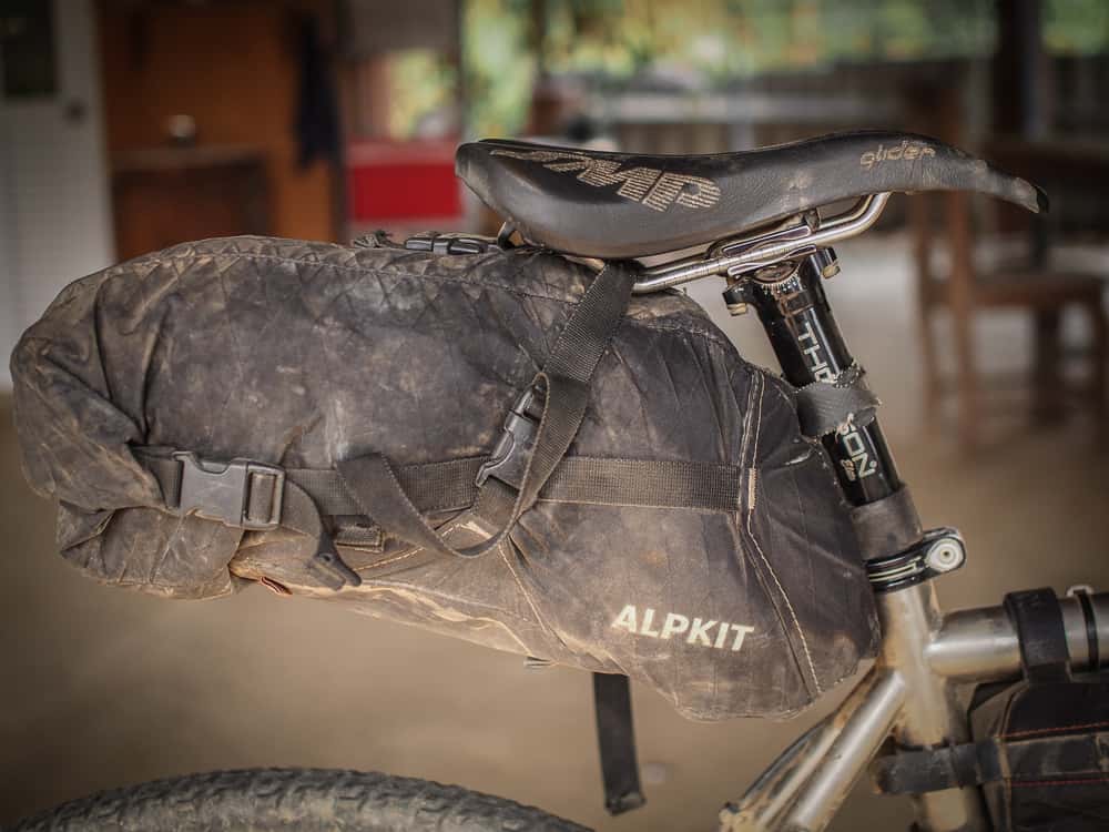 Alpkit bike packing luggage saddle bag for bike packing in Thailand Asia