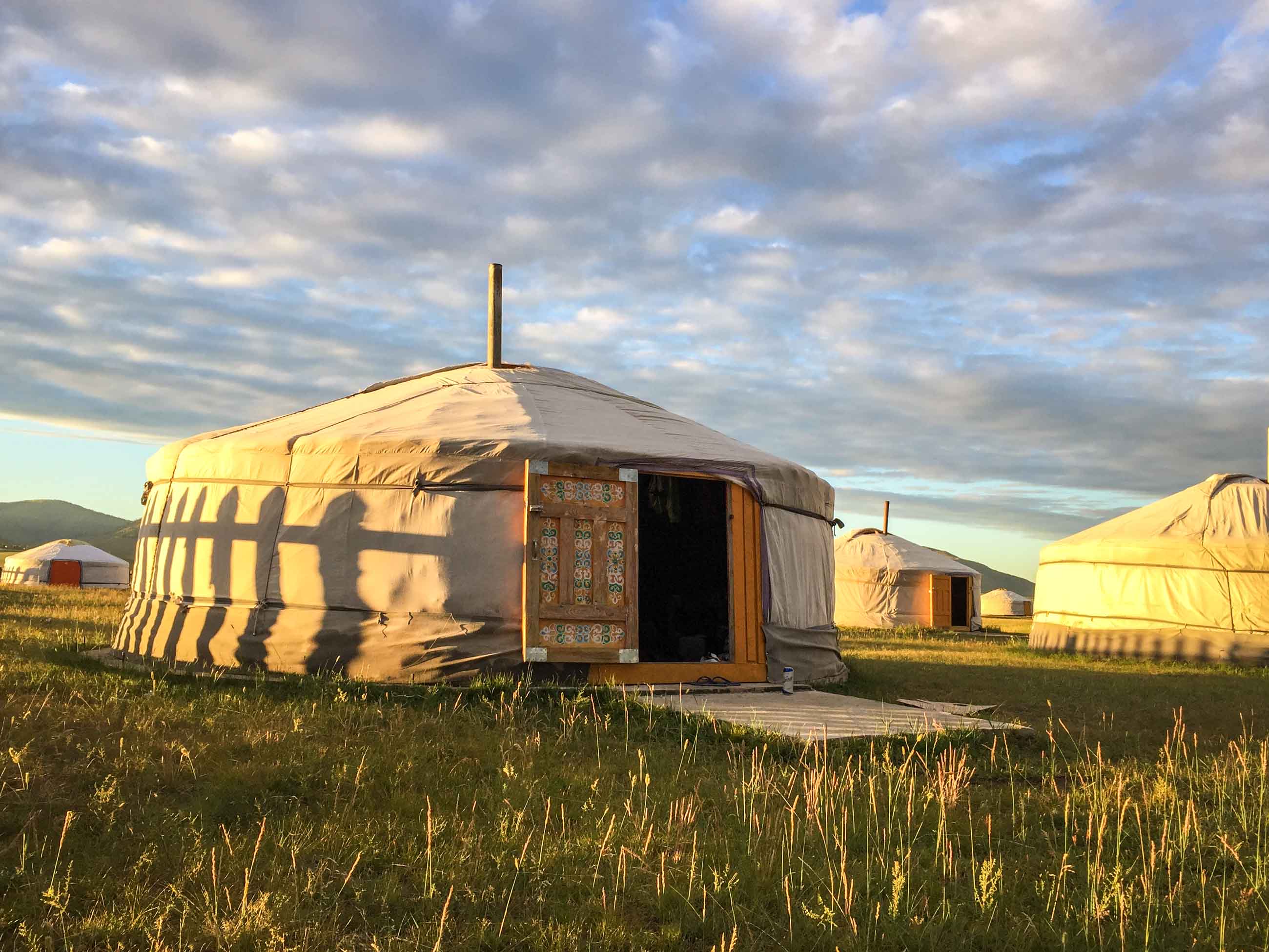 Mongolian ger camp on cycling tour